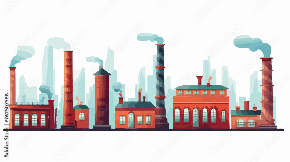 Industry with windows and chimneys design flat vector