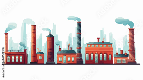 Industry with windows and chimneys design flat vector