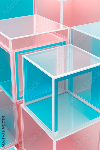 Dynamic shapes composition symmetric boxes and cube shapes background.