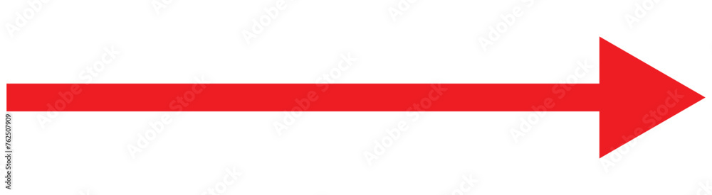 Long arrow vector icon. Red horizontal double arrow. Vector design - obrazy, fototapety, plakaty 
