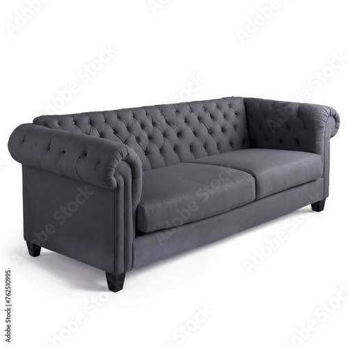 Black luxury leather sofa isolated on transparent background