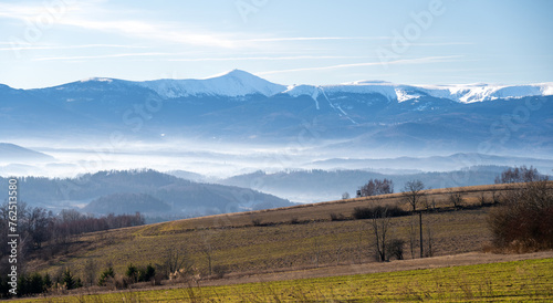 view on Giant mountains at sunny day in Poland