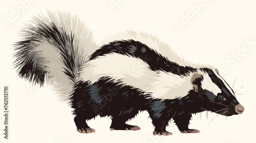 Digital render of a striped skunk isolated on white