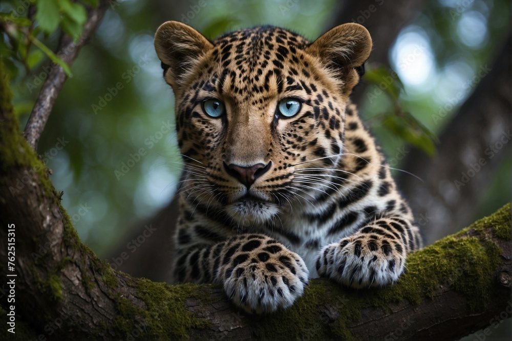 Fototapeta premium Leopard Sitting on a Tree Branch