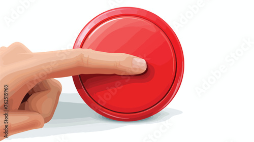 Hand and a big red button. Vector illustration flat