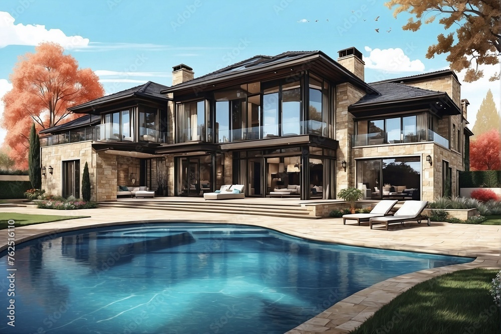 House with a Pool. Luxury house