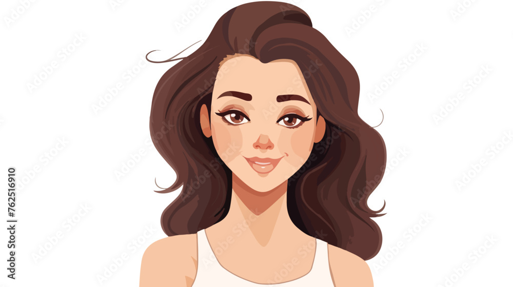 Isolated image of brunette Girl winks. Vector illustration