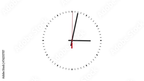 Analog minimal clock second hand white background no numbers