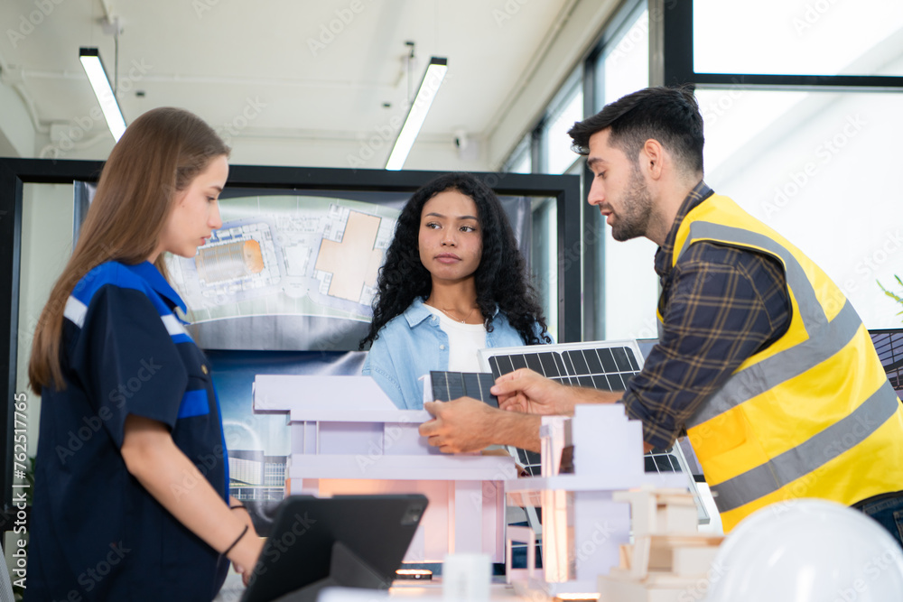 Engineers, architects, and designers collaborate to design a building that employs natural energy. Engineers, architects, and designers collaborate to design a building that employs natural energy.