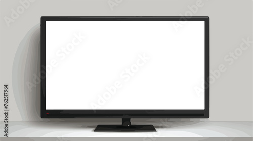 Modern black flat screen tv with white empty screen photo