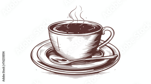 Monochrome cup of coffee icon vector illustration.