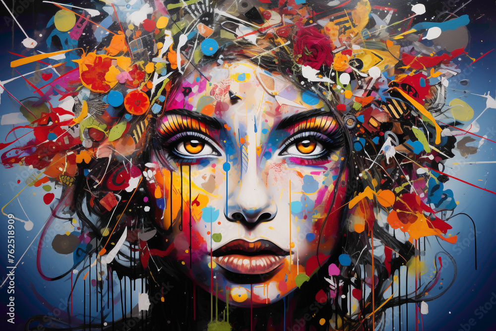 Immerse yourself in the creativity of a vibrant street art masterpiece.