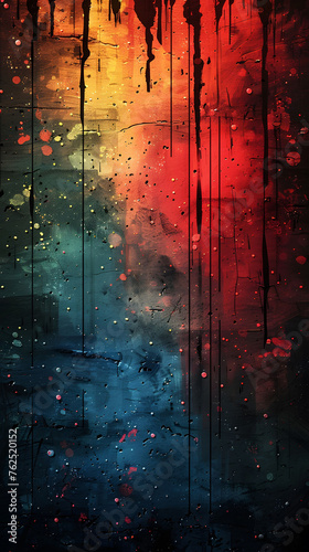 Abstract Artwork with Vivid Colors and Dynamic Drips Creating Visual Impact