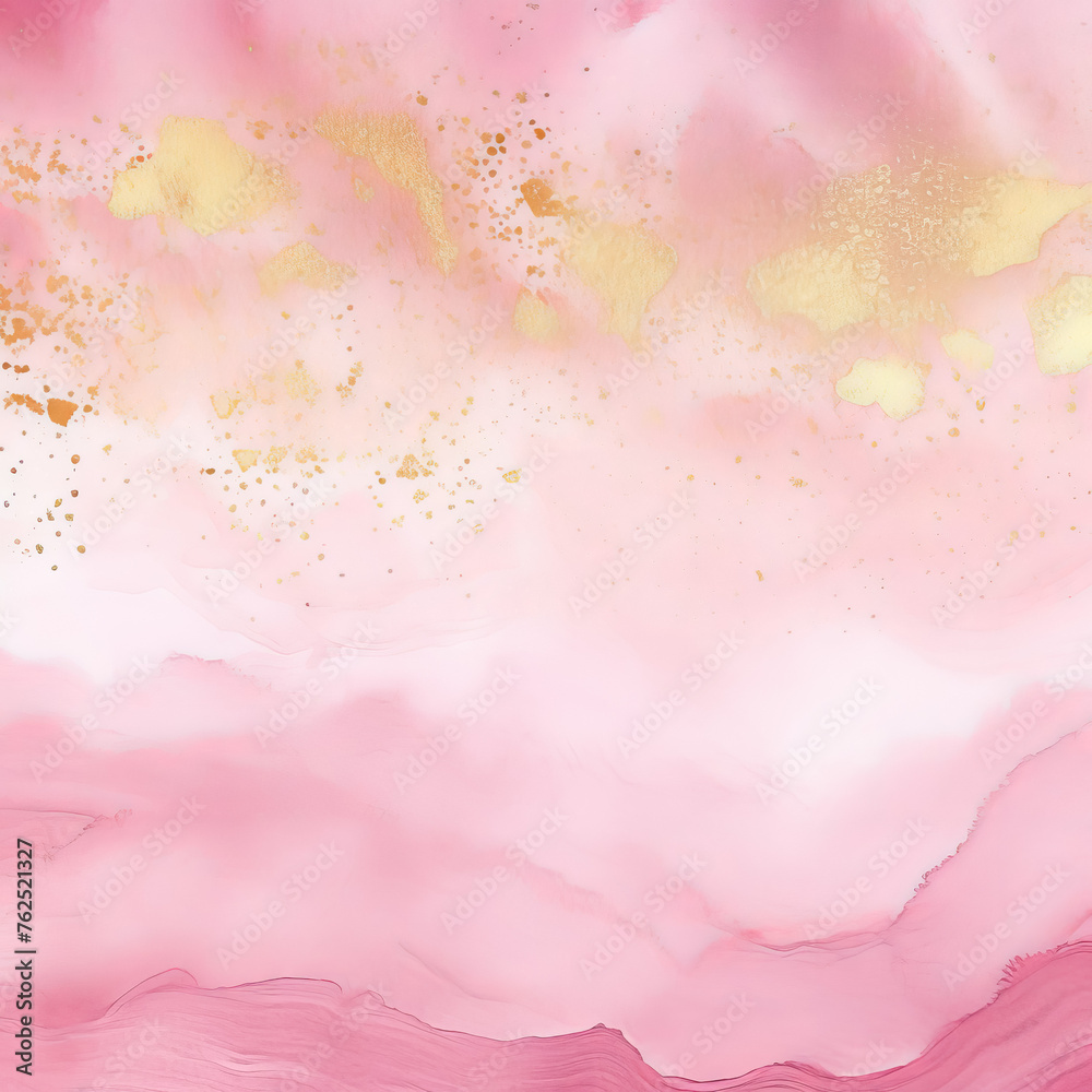 Abstract art of blush pink with gold accents