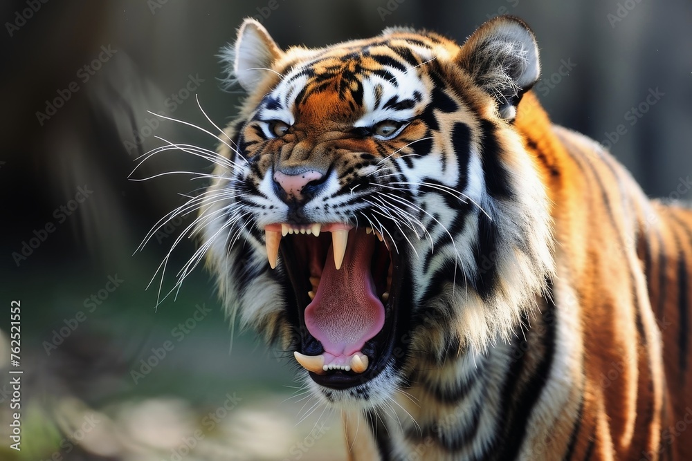 Close up of a strong roaring tiger. Close up of a strong roaring tiger.