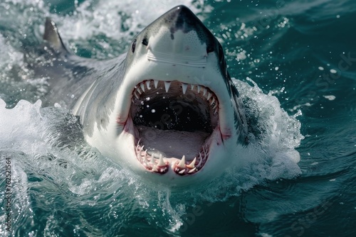 Close up of a big shark with a open mouth.