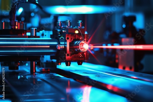 Futuristic laser technology on a dark background.
