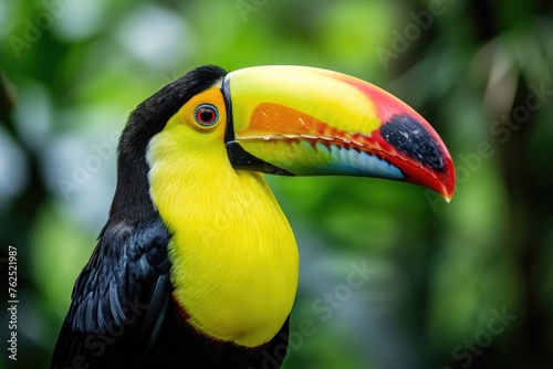 close-up view of a colorful toucan bird in the jungle