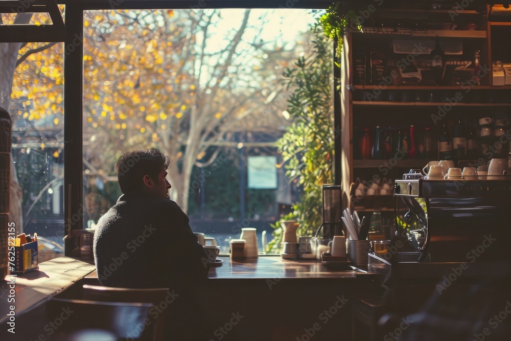 Coffee Lover Enjoying A Quiet Morning At A Local Cafe Coffee Lover Enjoying A Quiet Morning At A Local Cafe