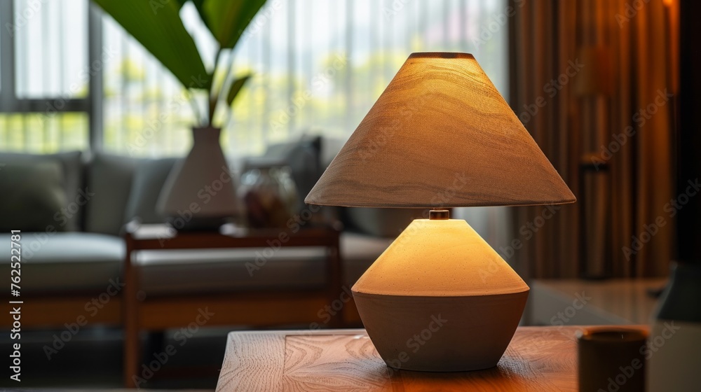 Lamp on a night table next to bed Lamp on a night table next to bed