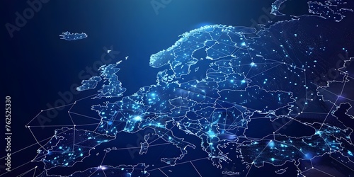 Europe digital map. technological concept