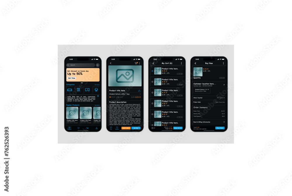 Ecommerce app user interface for android and ios. Ecommerce app user interface for android and ios.