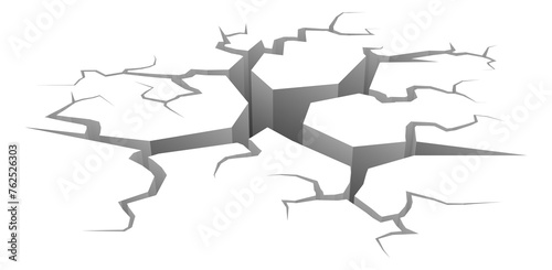 Cracked surface effect. Realistic fracture on blank ground