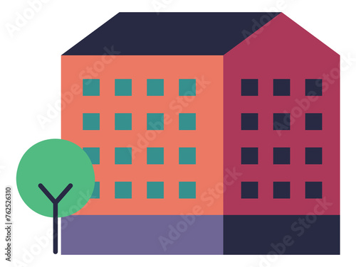 Apartment building icon. Color city street element © YummyBuum