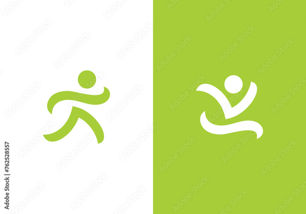 run man logo design, go sport fitness symbol template	 - obrazy, fototapety, plakaty 