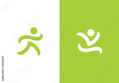 run man logo design, go sport fitness symbol template 