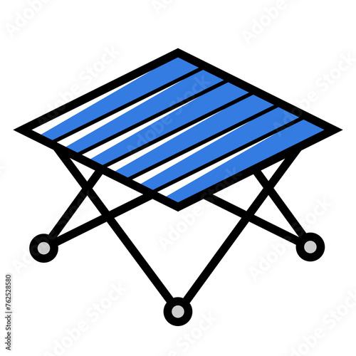 Tourist folding table icon. Travel camping equipment for survival in outdoor.