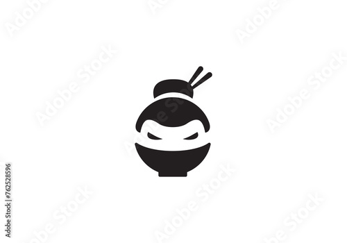 sumo and bowl logo. japanese food soup icon design