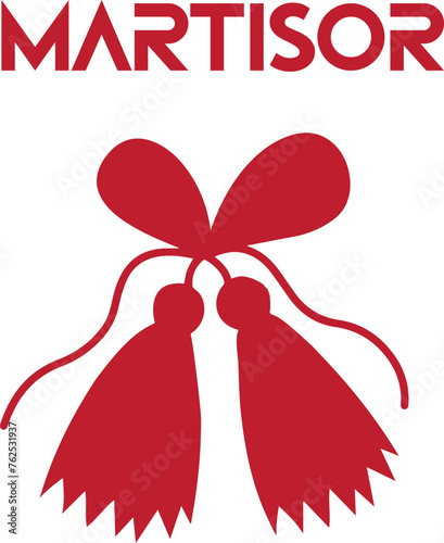 heart with ribbon martisor logo icon design template 