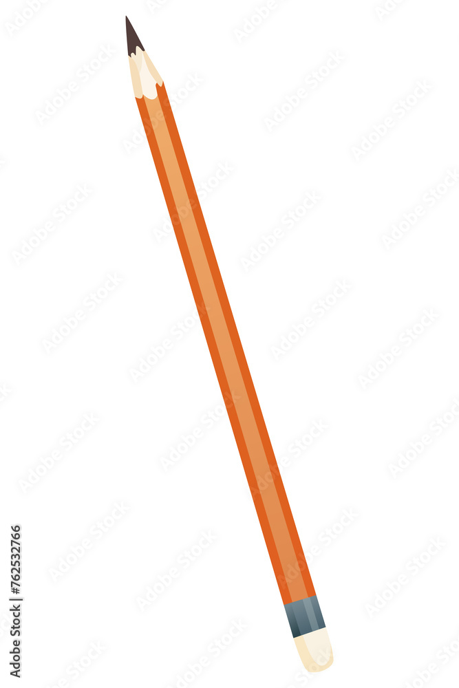 Realistic yellow pencil sharpened with rubber band Realistic yellow pencil sharpened with rubber band