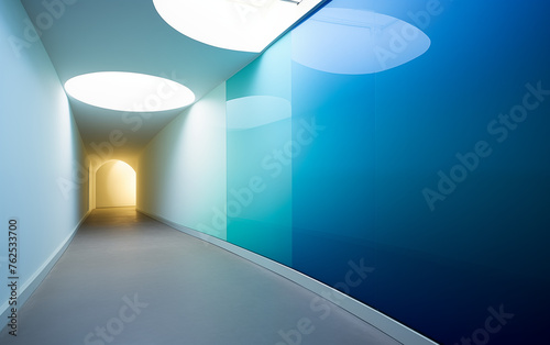 Modern Corridor with Colorful Gradient and Ambient Lighting