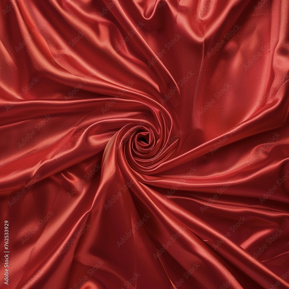 Obraz premium Red satin fabric with a circular pattern in the center. 