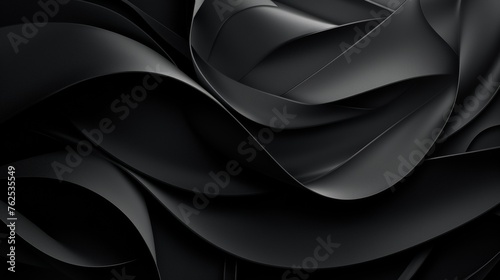 Abstract Black Waves Design With a Luxurious Satin Texture