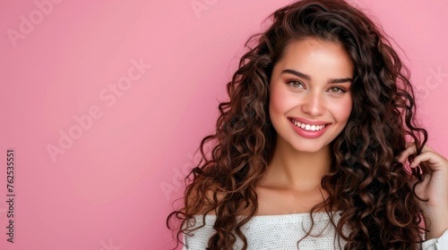 Beautiful Young Woman With Long Curly Hair