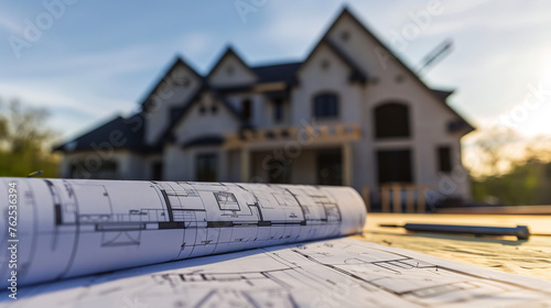 Obraz na płótnie New house plans blueprints w salonie