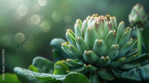 Close-Up of a Succulent Plant With Morning Dew on Its Leaves