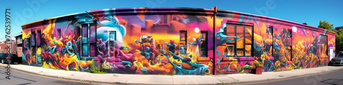 Explore the streets ablaze with color and creativity, courtesy of a vibrant street art mural.