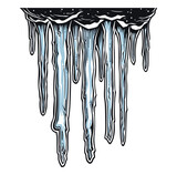 Hanging icicles with snow 
