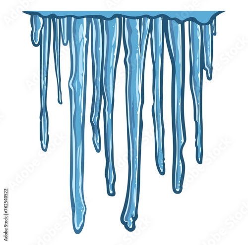 Hanging icicles with snow 