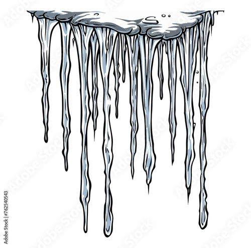 Hanging icicles with snow 