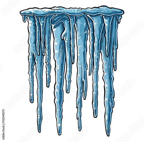 Hanging icicles with snow 
