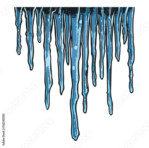 Hanging icicles with snow 