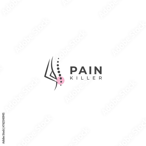 Creative Back pain, Pain killer treatment logo design.