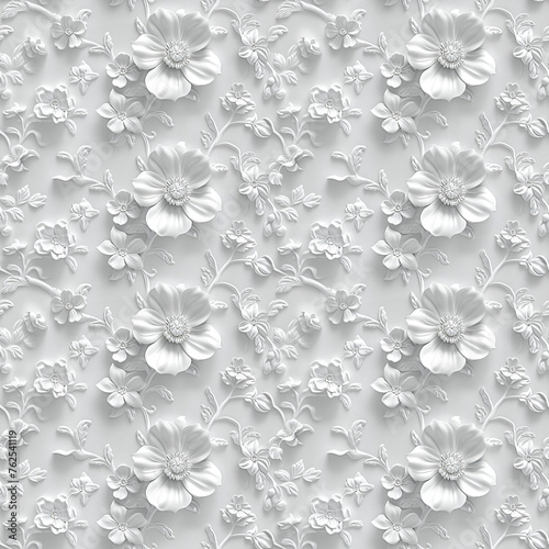 Elegant seamless floral pattern on a gray background, suitable for wallpaper or fabric design.