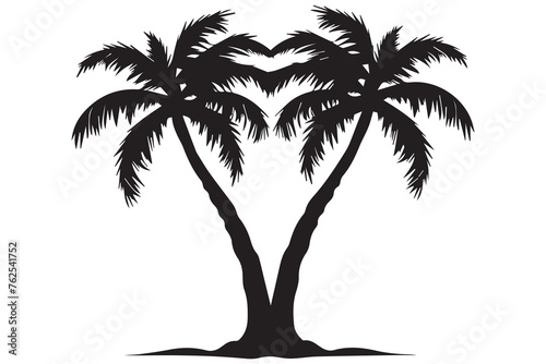 Silhouette of palm trees White background Illustration