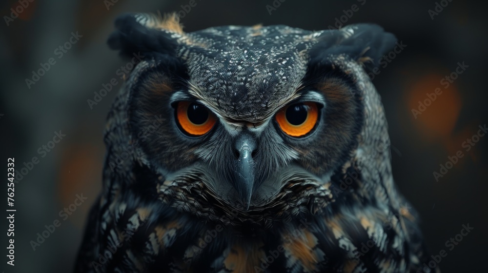 Close Up of Owl With Orange Eyes